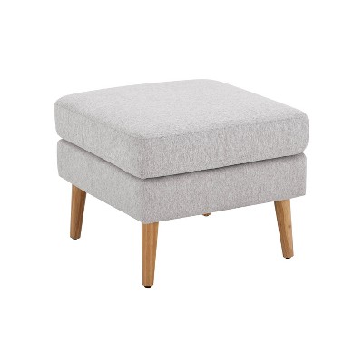 Light Gray Tufted Fabric Loveseat with Ottoman and Wood Legs