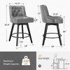Arceso 26" Swivel Counter Height Bar Stools Set of 2, Modern Bar Stools with Back and Metal Round Footrest, Leather Upholstered Barstools, Dark Gray - 2 of 4