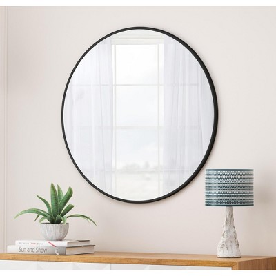 GlasFlength Decorative Wall Mirrors 36 Inch Bathroom Mirror Modern Wall Decor, Unique Style, for Entryway, Bedroom,Living Room, Washroom, Black