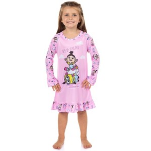 Minions Pajama It's So Fluffy Long Sleeve Raglan Ruffle Nightgown - 1 of 4