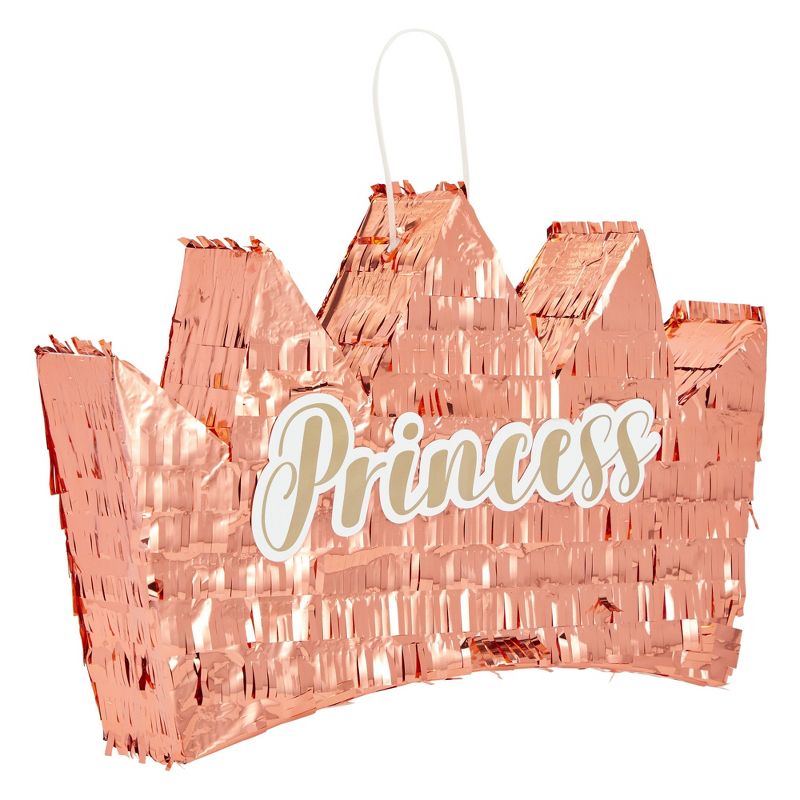 Blue Panda Small Rose Gold Princess Crown Pinata for Girls Birthday Party Decorations, 14.8 x 3.0 x 10.3 In, 1 of 9