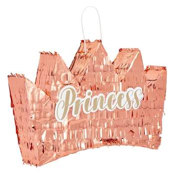 Blue Panda Small Rose Gold Princess Crown Pinata for Girls Birthday Party Decorations, 14.8 x 3.0 x 10.3 In