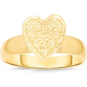10k Yellow Gold 10mm Elevated Nugget Heart Filigree Ring - 1 of 4