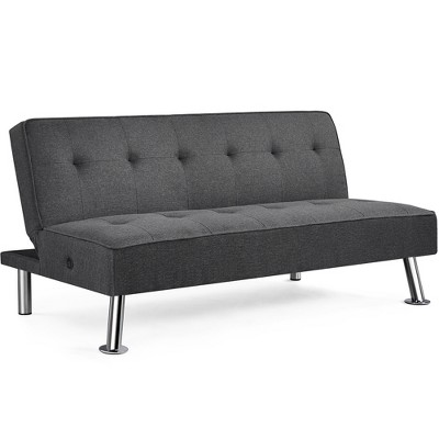 Yaheetech Modern Fabric Convertible Futon Sofa Bed With Usb Ports Dark   GUEST 065cf007 Cb9c 4b73 98ac 1aaf8b1e0d6b