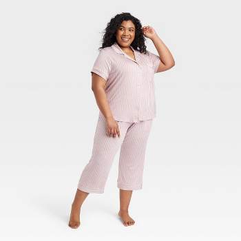 Bearpaw Women's Placket Long Sleeve Top With Pants, 2-piece Pajama