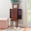 Powell Wylie Traditional Wood 6 Lined Drawer Jewelry Armoire Cherry Red: Freestanding, Mirror, Felt-Lined, Pewter Hardware - 2 of 4
