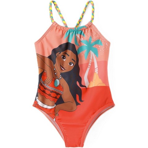 Disney Princess Kids Hawaii Summer Holiday One Piece Swimsuits Moana Orange 8-9