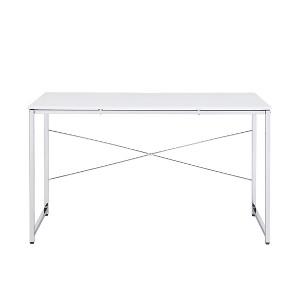 Gulches Writing Desk with Sled Base ¨C Contemporary Aesthetic, Chrome Frame, X-Shape Cross Bar & 4-Tier Shelf Bookcase - 1 of 4