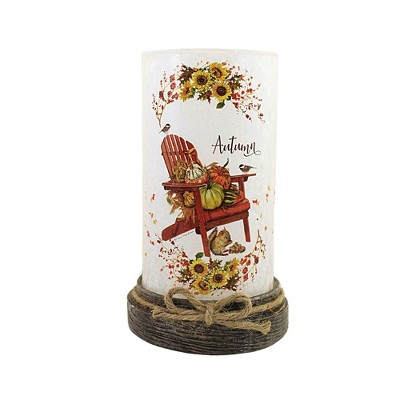 Stony Creek 8.5 Inch Autumn Pre-Lit Cyklinder W/Base Fall Leaves Novelty Sculpture Lights