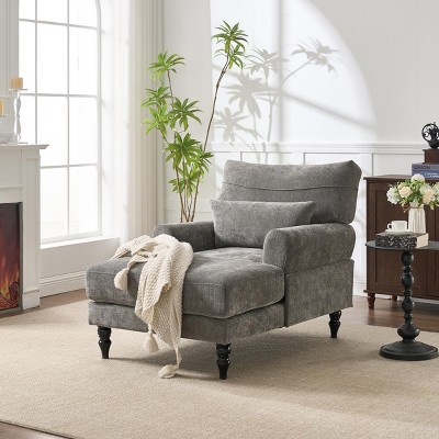 Modern Upholstered Chaise Lounge Sofa Chair, Cozy Recliner with Thick Cushion for Living Room or Bedroom - The Pop Home