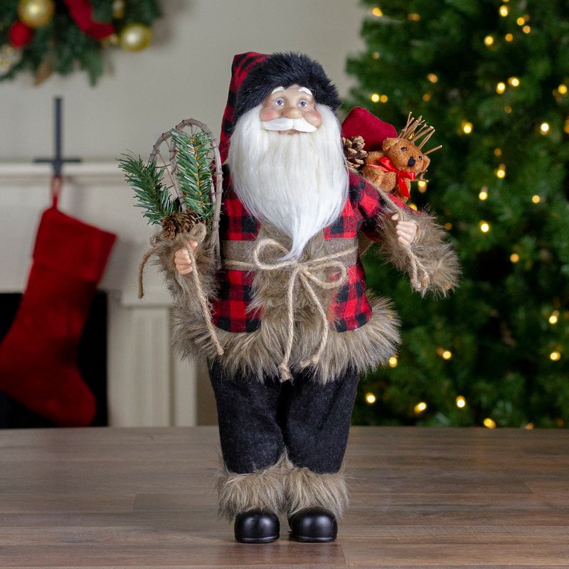 Northlight Standing Santa Christmas Figure with Snow Shoes and Bear - 18", 2 of 6