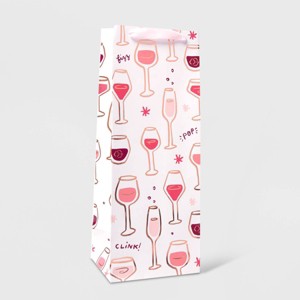 Wine Bag with Wine Glass and Foil Pink/Gold - Spritz™ - 1 of 3
