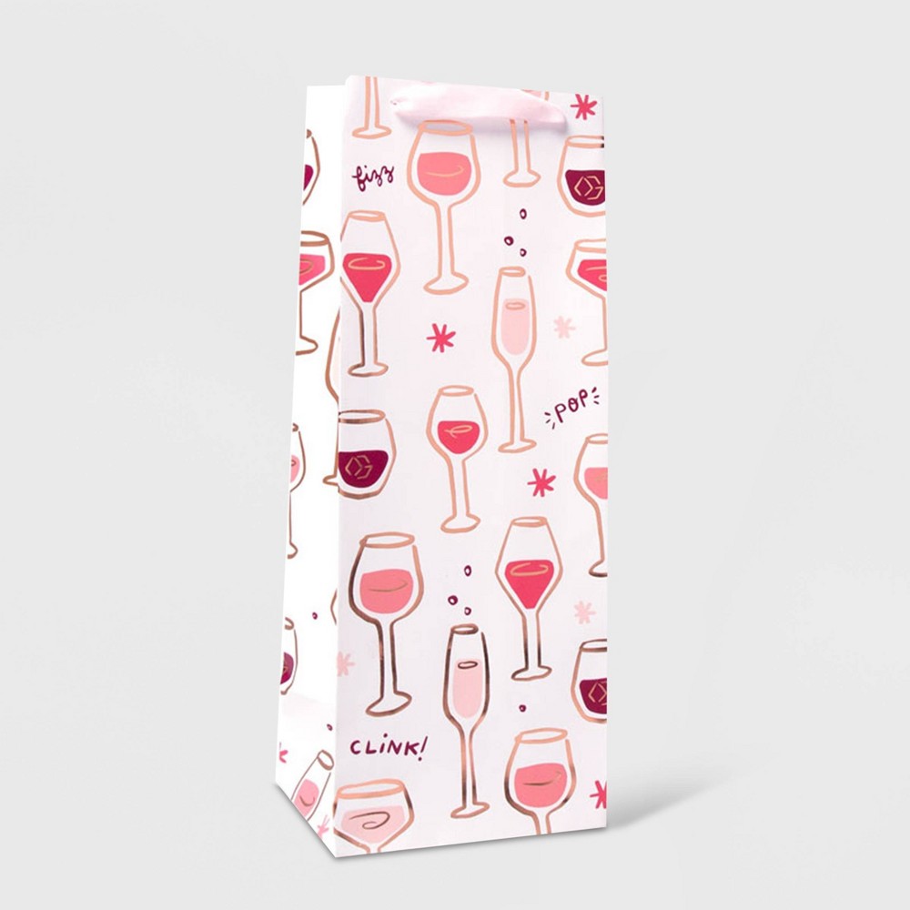 Photos - Accessory Wine Bag with Wine Glass and Foil Pink/Gold - Spritz™