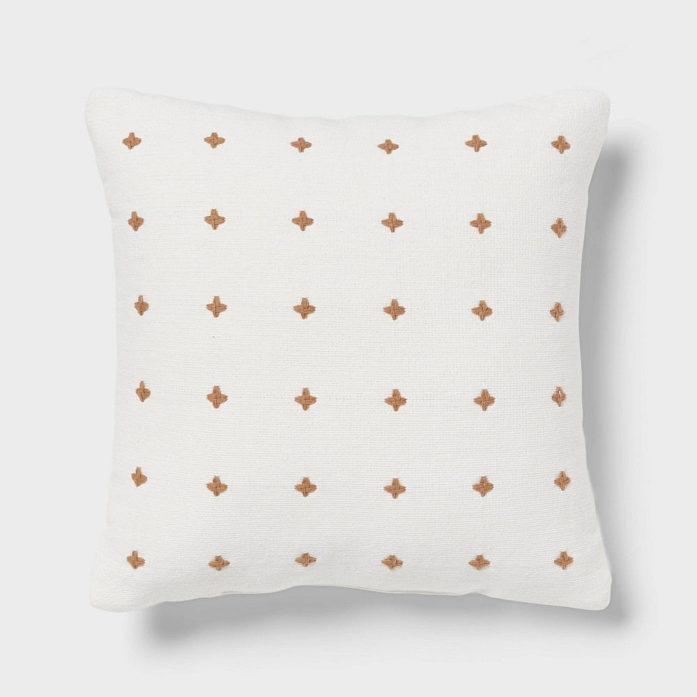 Plus Stitch Square Edge Pillow Ivory/Light Brown - Threshold™