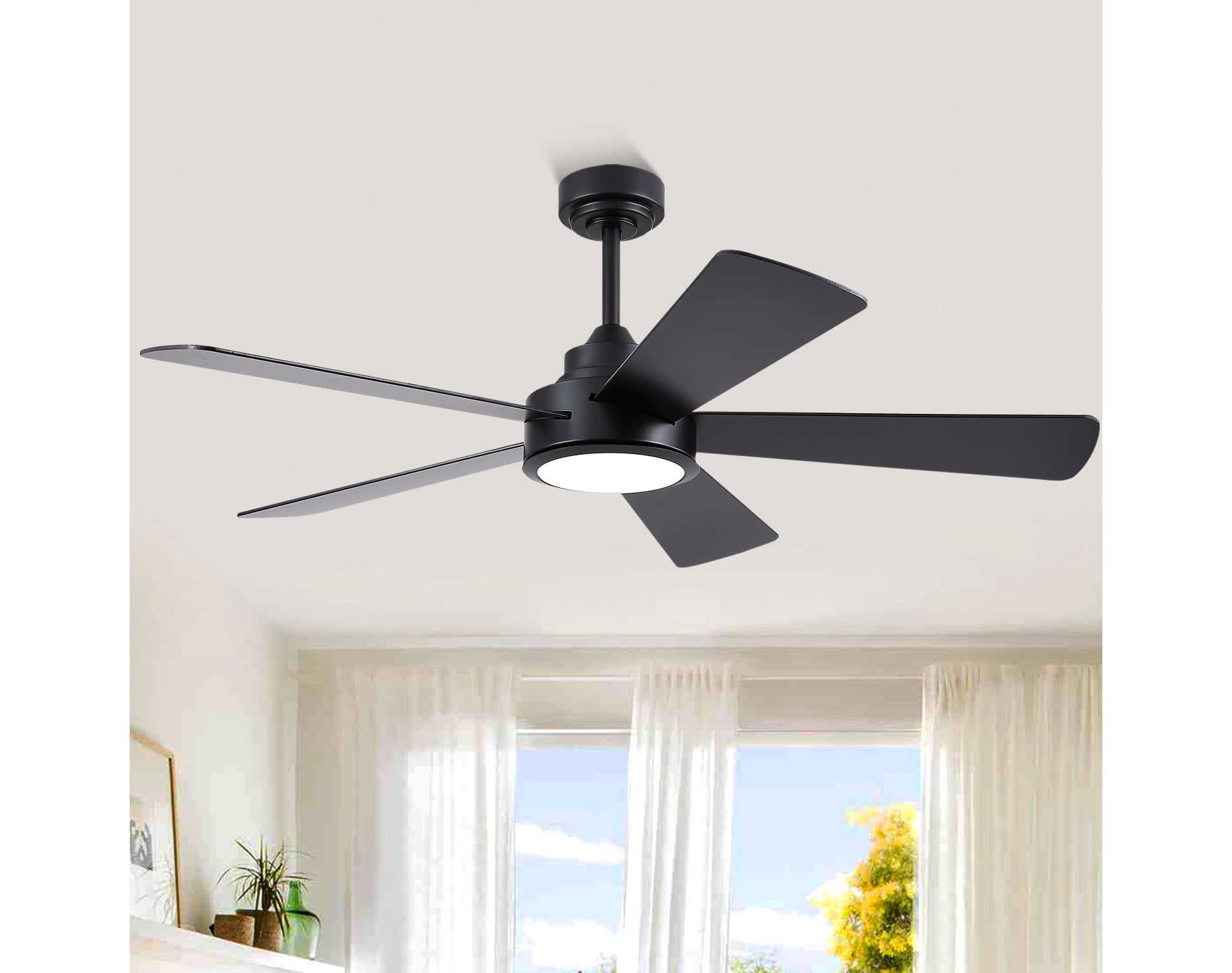 Kviflon 52 Inch Ceiling Fan with Light,Reversible DC Motor,Remote Control for Timer Setting,6 Speed Wind,for Bedroom,Kitchen,Outdoors