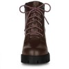 BLISSFUL STEP Women's Round Toe Chunky Heel Lug Sole Lace Up Zipper Combat Boots - 2 of 4