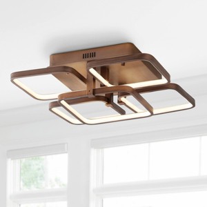 17.5" Metal Sebastian Flush Mount Ceiling Light (Includes Energy Efficient Light Bulb) Brown - JONATHAN Y - 1 of 4