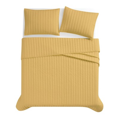 Mustard Yellow Cotton Twin/Twin XL Quilt Set with Shams