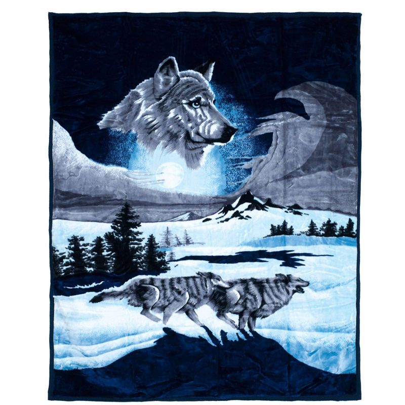 Wolf Pattern Heavy and Thick Plush Mink Throw Blanket - Trademark Global, 1 of 5