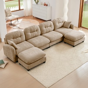 DOMETOUR Modular Sectional U Shaped Couch With Ottoman,Soft Chenille Fabric Tufted Cushion Backrest Design for Bedrooms Living Rooms - 1 of 4
