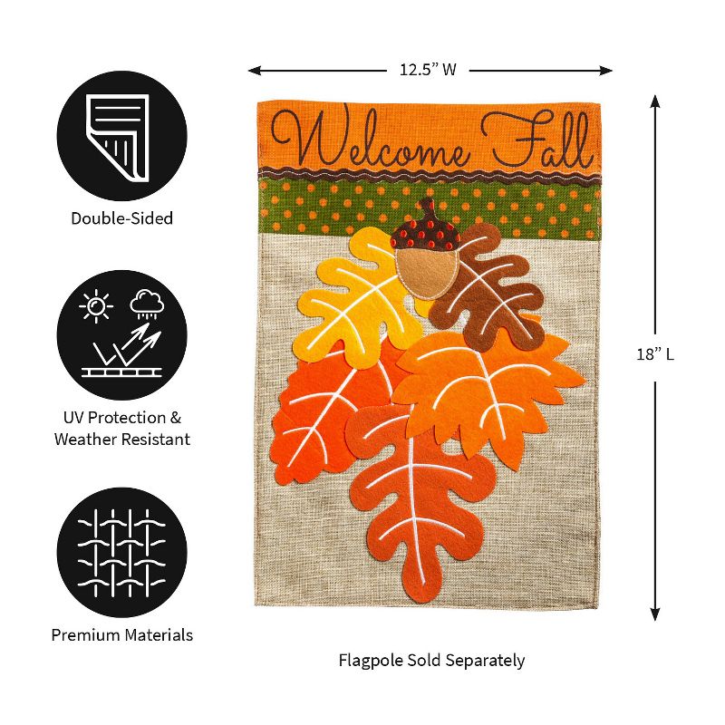 Evergreen Fall Leaves Garden Burlap Flag 12.5 x 18 Inches Indoor Outdoor Decor, 2 of 7
