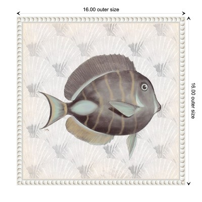 Neutral Vintage Fish Canvas Wall Art with Beaded Frame