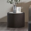 23.62" Modern Round End Table, Faux Marble Pattern Coffee Table with Sturdy Pedestal for Living Room & Bedroom - 3 of 4