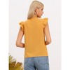 INSPIRE CHIC Women's Ruffle Cap Sleeve Tie Neck Button Front Casual Blouses - 3 of 4