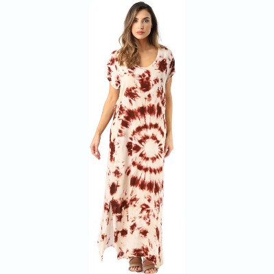 Riviera Sun Casual Short Sleeve Maxi Dress with Side Slit 21771-CHR-L