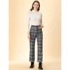 Allegra K Women's Plaid Tartan High Waisted Button Casual Pants - 3 of 4