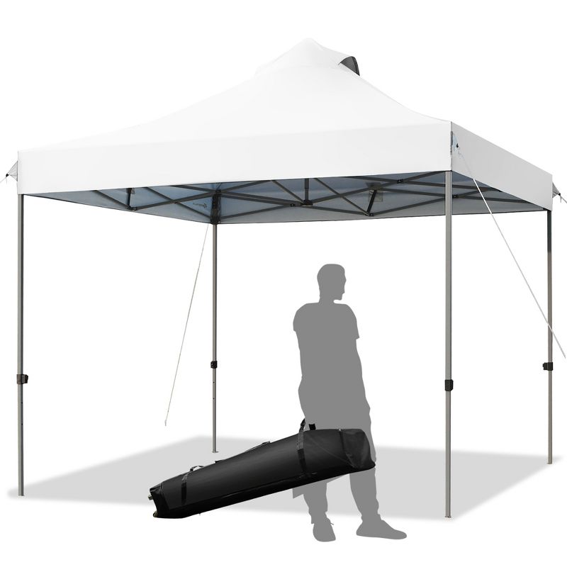 Costway 10' x 10' Portable Pop Up Canopy Event Party Tent Adjustable W/Roller Bag White/Blue/Grey, 1 of 11