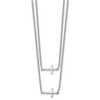 Chisel Stainless Steel Polished Double Sideways Crosses on Layered 16.5" Cable Chain Necklace - 3 of 4