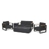 Christopher Knight Home Giovanna Outdoor Aluminum 4-Seater Chat Set with Lightweight Concrete Fire Pit, Black/Dark Gray - 3 of 4
