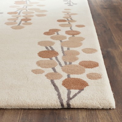 Beige and Grey Hand-Tufted Wool Floral Area Rug