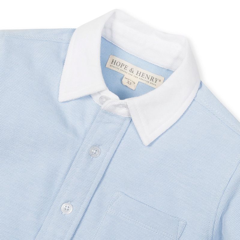 Hope & Henry Boys' Organic Long Sleeve Pique Button-Down Shirt, Kids, 5 of 8