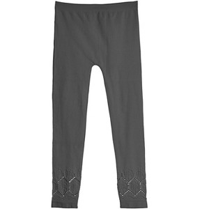 Memoi Girls' Lovely Lace Comfort Stretch Leggings Black - 1 of 2