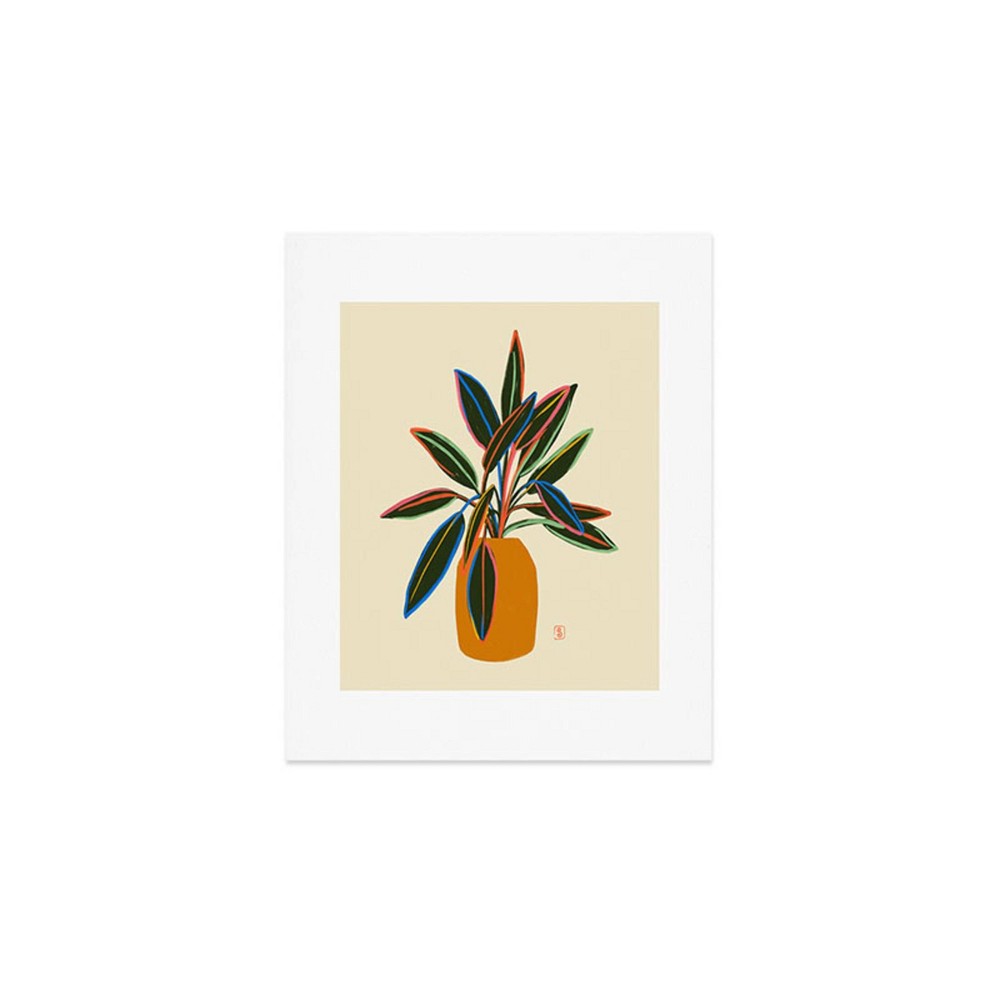 Photos - Wallpaper Deny Designs 8"x10" Sandrapoliakov Plant with Colorful Leaves Unframed Art