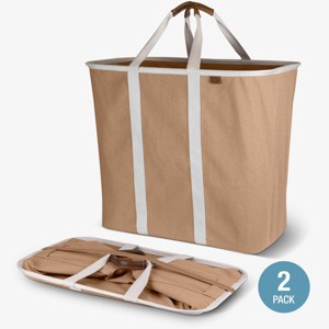CleverMade Collapsible 2pk Laundry Caddy LUXE Mocha/Cream - 1 of 4
