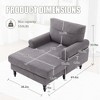 38.2''W Chaise Lounge Chair Indoor, Modern Sleeper Sofa Bed with Side Pockets and Carved Solid Wood Legs, Recliner Sofa Chair Bed - 2 of 4