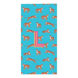 Personalization Mall Tiger Print Initial 30x60 Beach Towel - 1 of 2