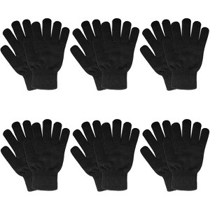 Zuppad 6 Pairs Winter Gloves for Women Men's Warm Knit Gloves for Clod Weather Black Magic Glove for Driving Running Hiking - 1 of 4