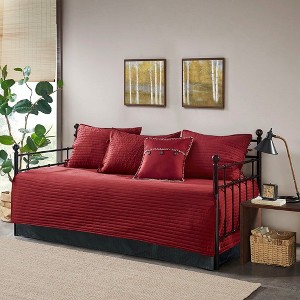 Sapphtopaz 6 Pcs Farmhouse Reversible Scalloped Edge Comforter Set Bedding Set, Daybed Cover Set Quilt Set, Daybed Cover - 1 of 4