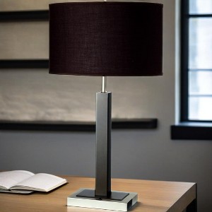 30" Espresso Finish Table Lamp – Metal/Polyresin Base + Fabric Shade - 1 of 4
