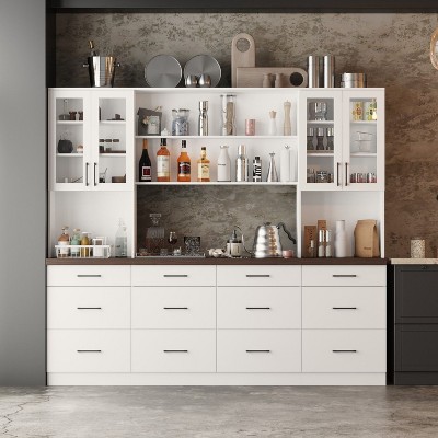 FUFU&GAGA Tempered Glass Display Cabinet Multifunctional Living Room Storage Cabinet