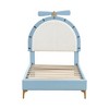 NicBex Twin Size Upholstered Platform Bed Frame with Alarm Clock Shaped Headboard for Kids,Wood Slats Support,No Box Spring Needed,Easy Assembly,Blue - 3 of 4