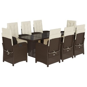vidaXL Garden Dining Set Brown, Cream white - 1 of 4