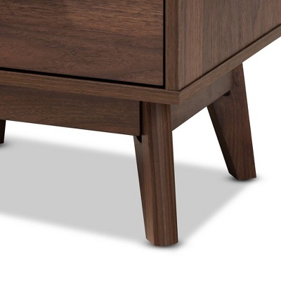 Mid-Century Lena Nightstand in Walnut Brown with Gold-Tone Handle