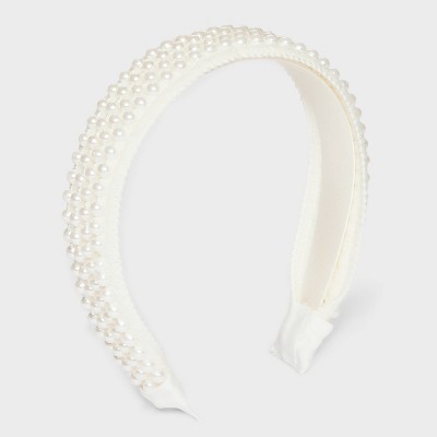 Girls' Pearl Beaded Headband - Art Class™ White : Target