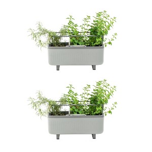 Vego Garden Twin Pack Self-Watering Herb Planter Box with Trellis Rectangular Indoor Outdoor Planter Pots 7.3"x17.5"x10.5" - 1 of 4