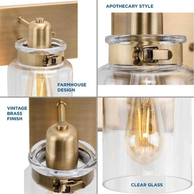 Calhoun Vintage Brass 2-Light Bath Vanity with Clear Glass